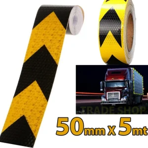5 Metri Nastro Adesivo Catarifrangente Auto Camion Nero E Giallo Alta Visibilitá