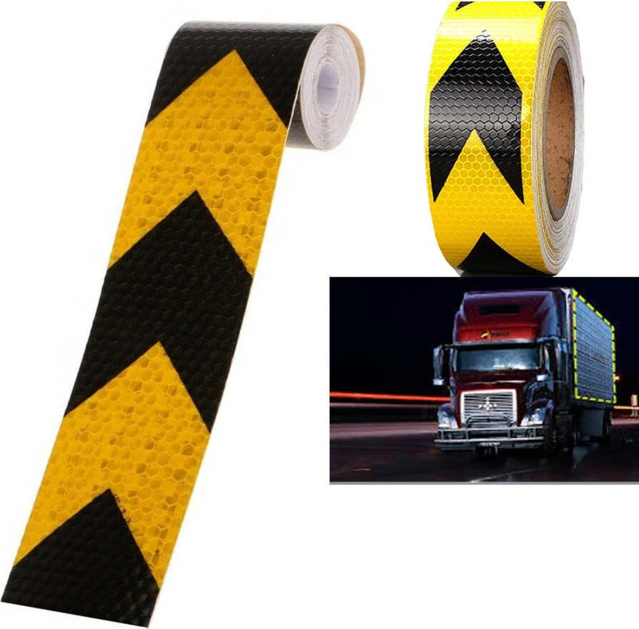 5 Metri Nastro Adesivo Catarifrangente Auto Camion Nero E Giallo Alta Visibilitá