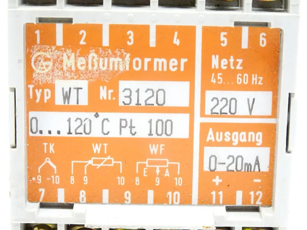 Meßumformer WT 0...120°C Pt100 0...20mA