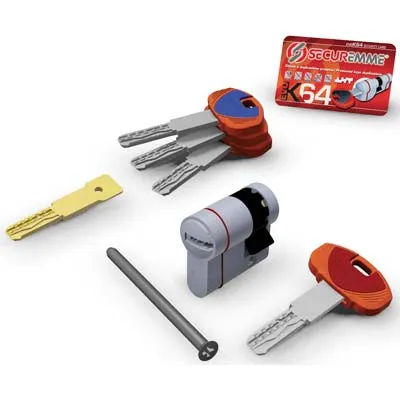 Mezzo Cilindro Sagomato Evo K64 Hand Securemme Cromo Satinato Chiavi 3 Mm 50 40+10