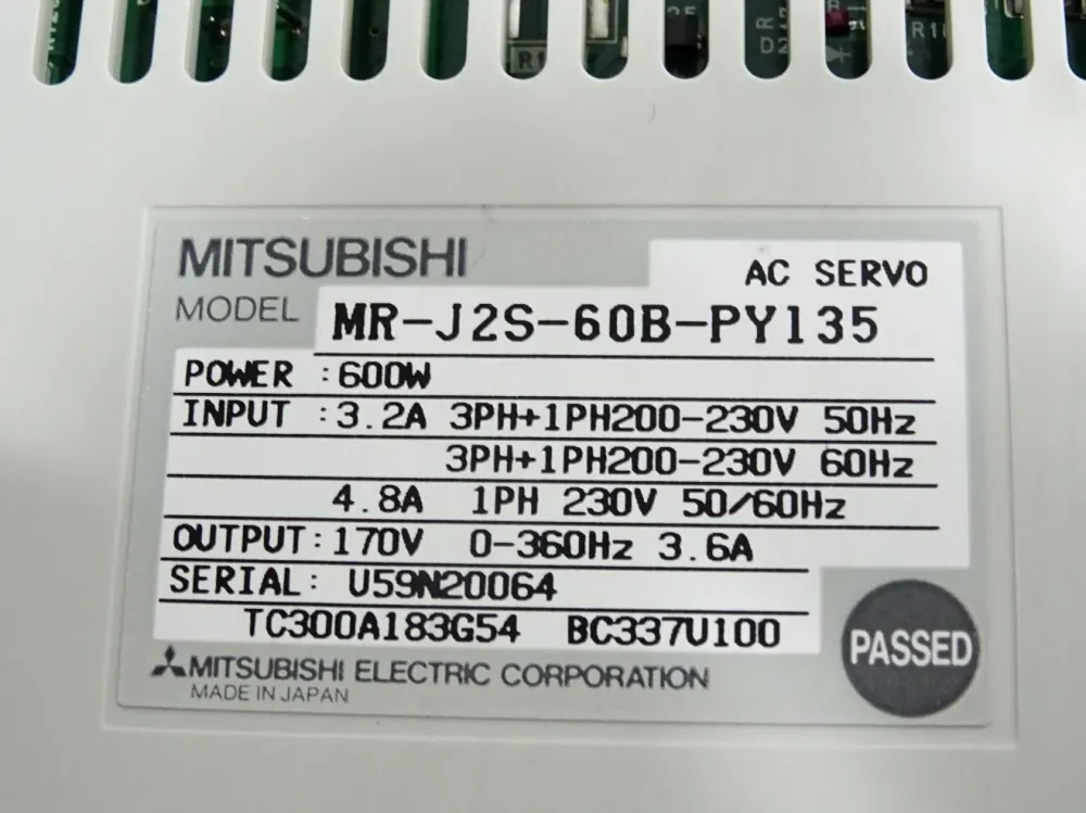 Mitsubishi MR-J2S-60B-PY135 AC Servo 600W