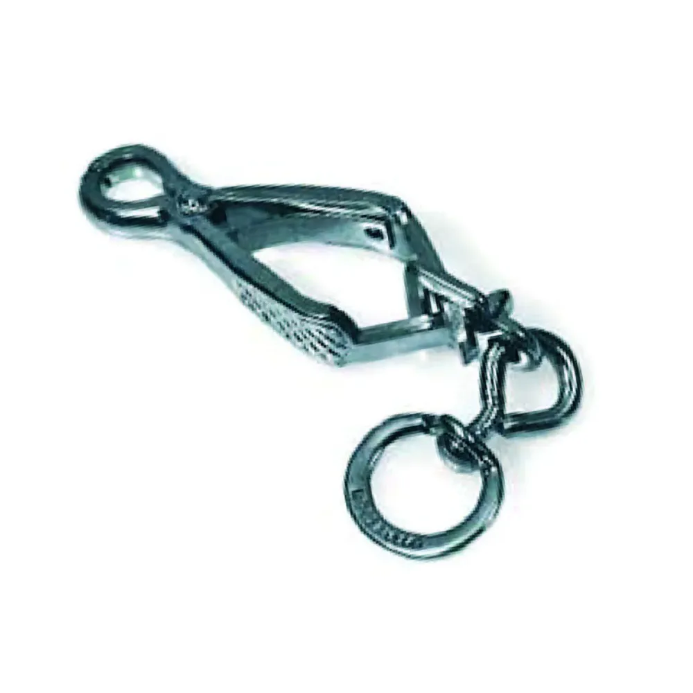 Moschettoni Per Guinzagli Pinza Acciaio Nichelato - mm.60 con asola da mm.12 - 5 pz