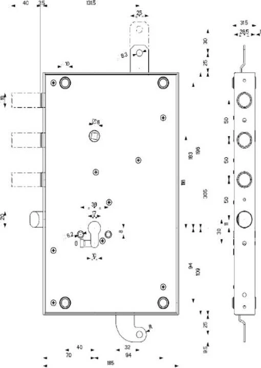 MOTTURA - SERRATURA BLINDATA PER CILINDRO - COMANDO CHIAVISTELLI POMOLO E BLOCCO CON CILINDRON - AZIONANTE MEZZO GIRO SINI...