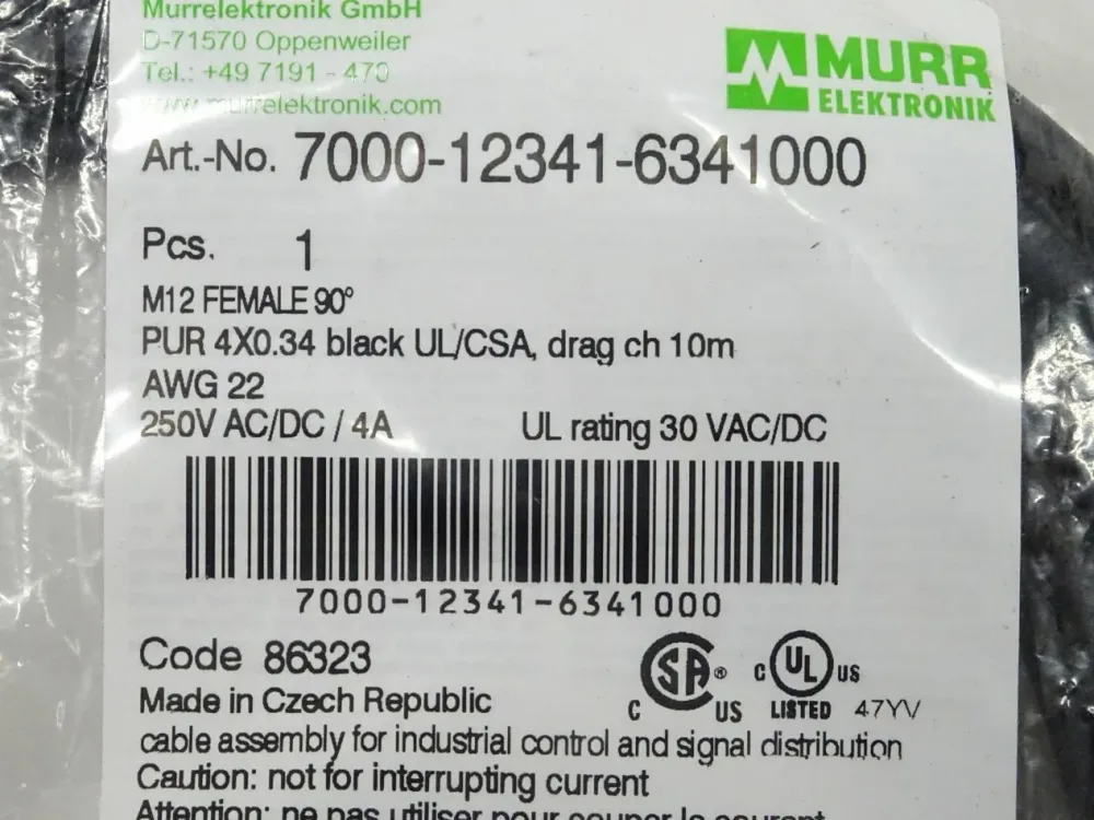 Murr Electronik 7000-12341-6341000 M12 Female 90 / 7000 12341 6341000 / Neu OVP/versiegelt