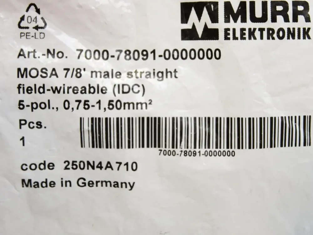 Murr Elektronik 7000-78091-0000000 Schneidklemmanschluss / Neu OVP