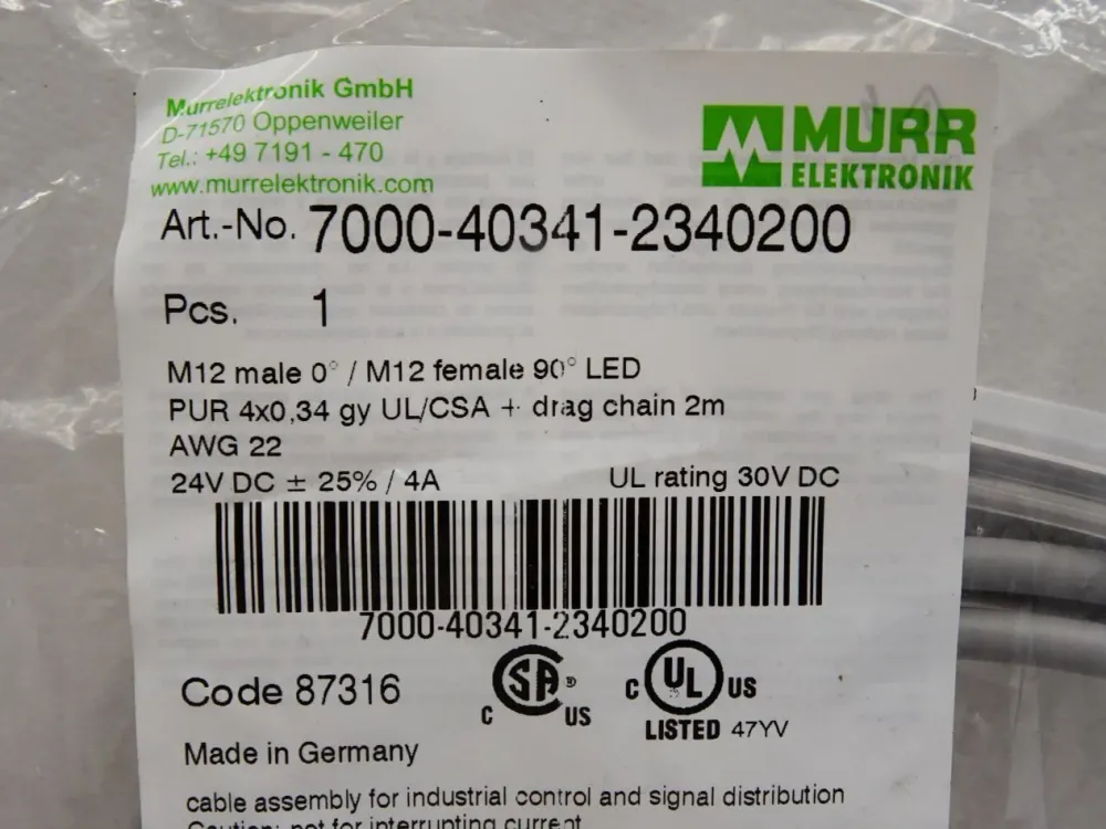 Murr Elektronik Kabel 7000-40341-2340200 / Neu OVP
