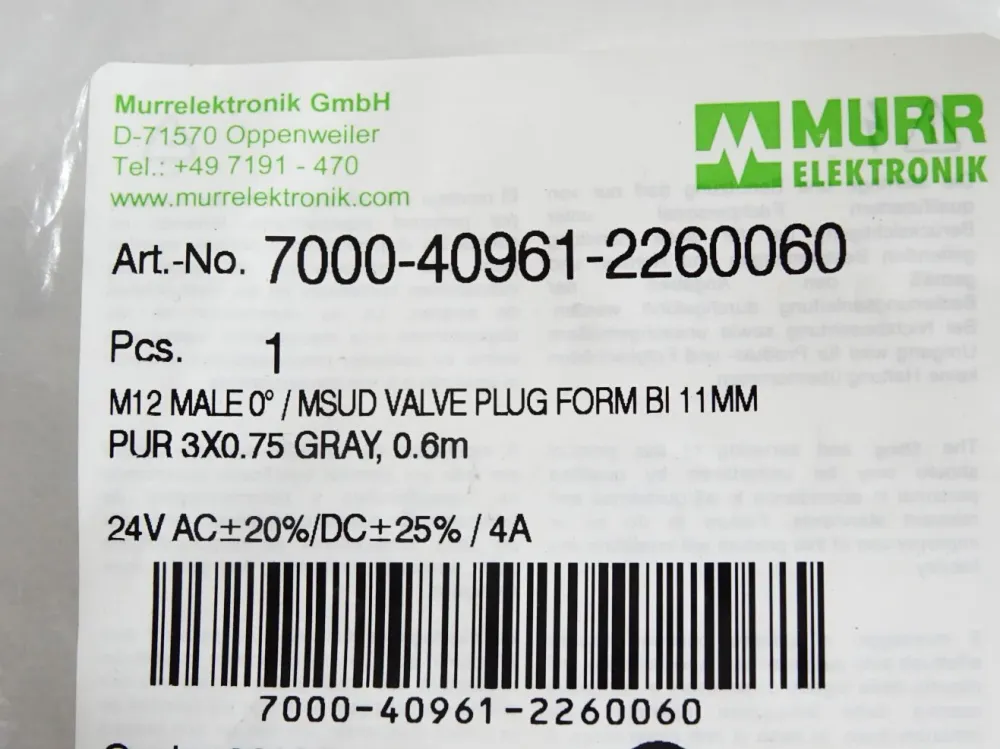 Murr Elektronik Kabel 7000-40961-2260060 / Neu OVP