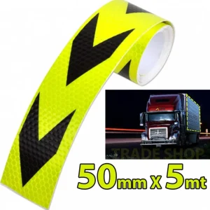 Nastro Adesivo Catarifrangente Per Auto Camion Giallo E Nero Alta Visibilitá 5mt