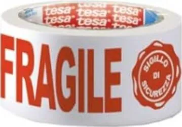 Nastro adesivo con scritta FRAGILE e SIGILLO DI SICUREZZA - PPL - 50 mm x 66 mt - Tesa