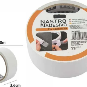 Nastro Biadesivo Nastri Rotolo Super Resistente 3.6 Cm X 10 Metri 69822