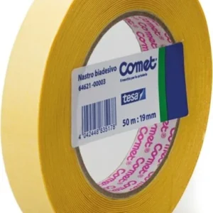 Nastro biadesivo - 50 mt x 19 mm - trasparente - Comet [multipack] 8 pezzi