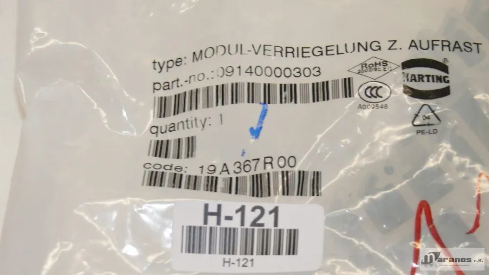 NEU/OVP HArting 09140000303 Modul-Verriegelung z. Aufrast