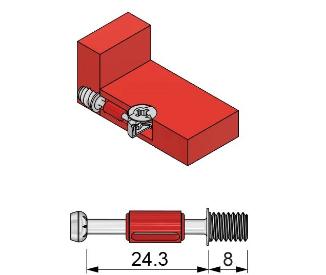 Viti di giunzione per mobili L28mm con Filettatura M6 (100 pz) NTP