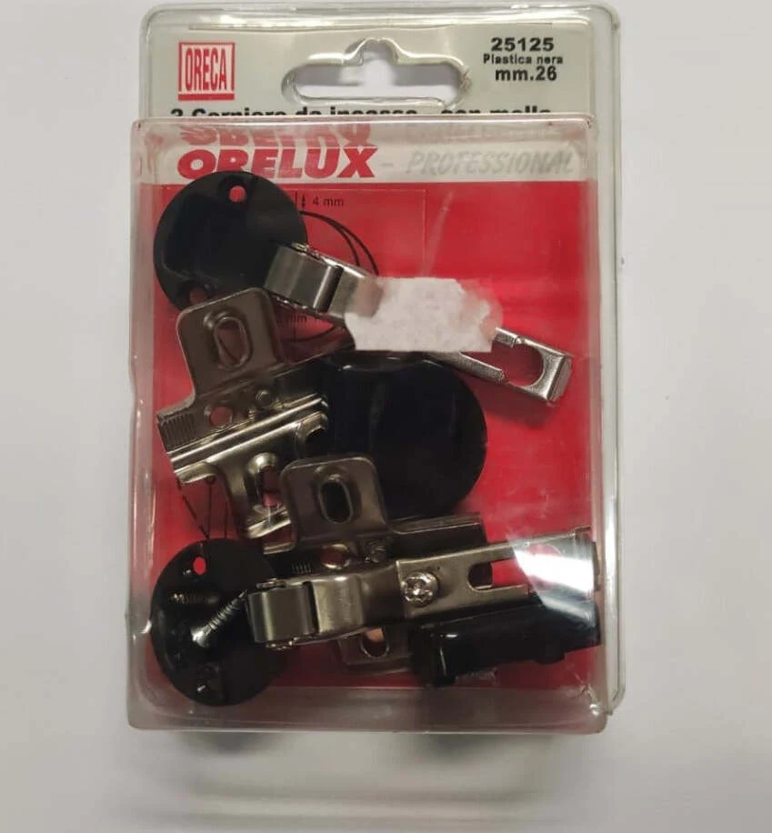 ORECA - CERNIERA DA INCASSO CON MOLLA PER ANTE DI VETRO 26MM 2PZ