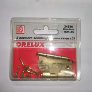 ORECA - CERNIERE SEMILARGHE OTTONE LUCIDO 40X35MM PZ2