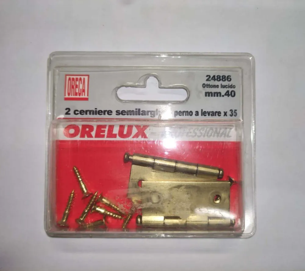 ORECA - CERNIERE SEMILARGHE OTTONE LUCIDO 40X35MM PZ2