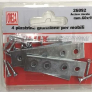 ORECA - 4 LASTRINE DI GIUNZIONE DRITTE ACCIAIO ZINCATO 60X15MM