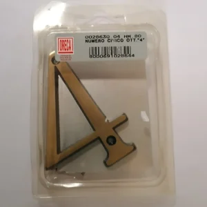 ORECA - NUMERO CIVICO "4" OTTONE SATINATO 80MM