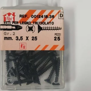 ORECA - 25 VITI PER LEGNO TRUCIOLATO TESTA PIANA SVASATA IMPRONTA CROCE PZ 3,5X25mm ACCIAIO BRUNITO