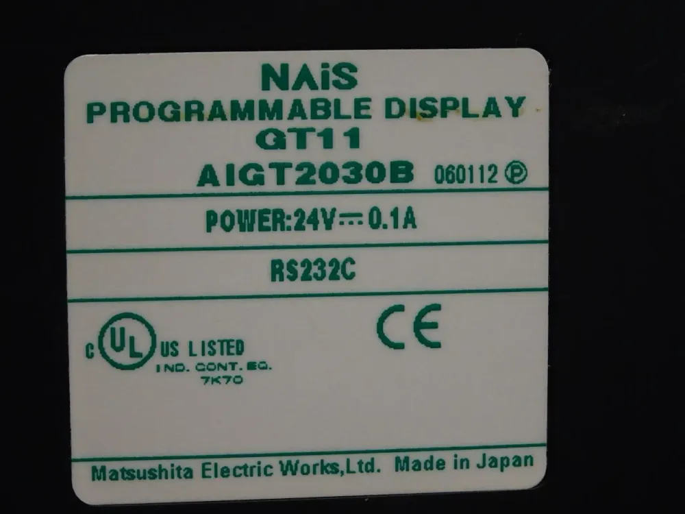 Panasonic Matsushita NAiS Programmable Display GT11 AIGT2030B