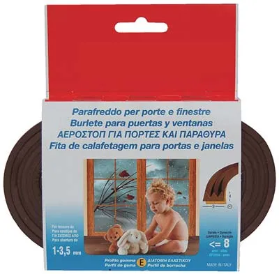 Parafreddo Geko Strip Profilo E - Gomma Epdm Espansa Marrone Mt 6- 10 Pezzi