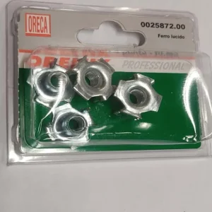 6 PEZZI - FONDELLI FILETTATI 4 PUNTE PER INCASTRO - FILETTO INTERNO M8 - FERRO LUCIDO