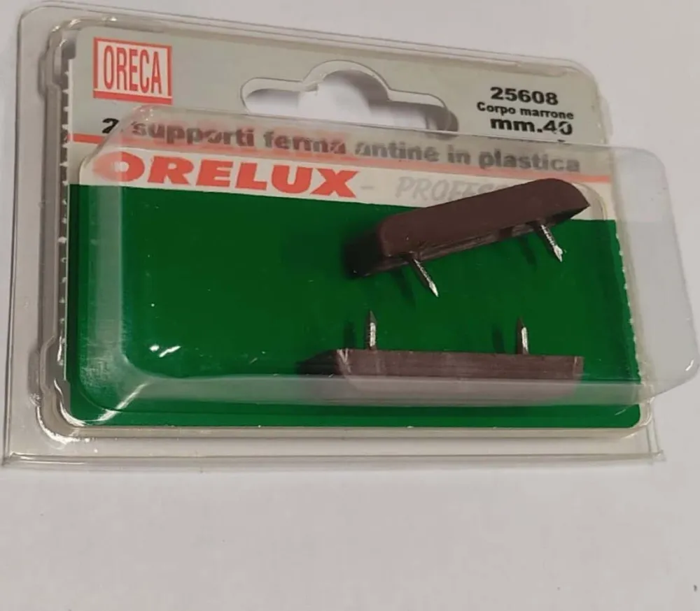 2 PEZZI - SUPPORTO FERMA ANTINE IL PLASTICA MARRONE 40MM - COMPLETO DI CHIODI