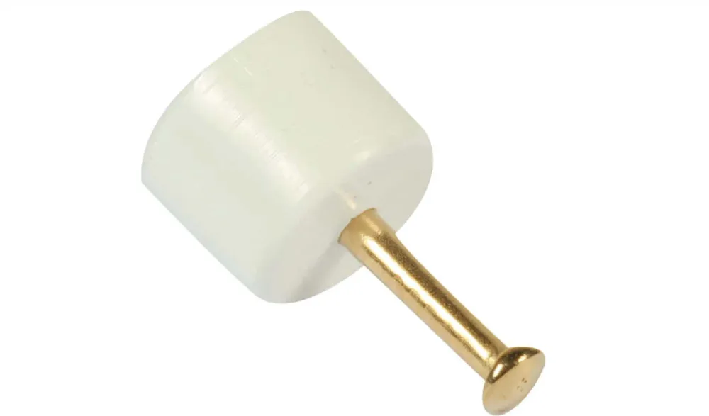 8 PEZZI - SUPPORTO REGGIPIANO ROTONDO 11MM COMPLETO DI CHIODO - PLASTICA BIANCA