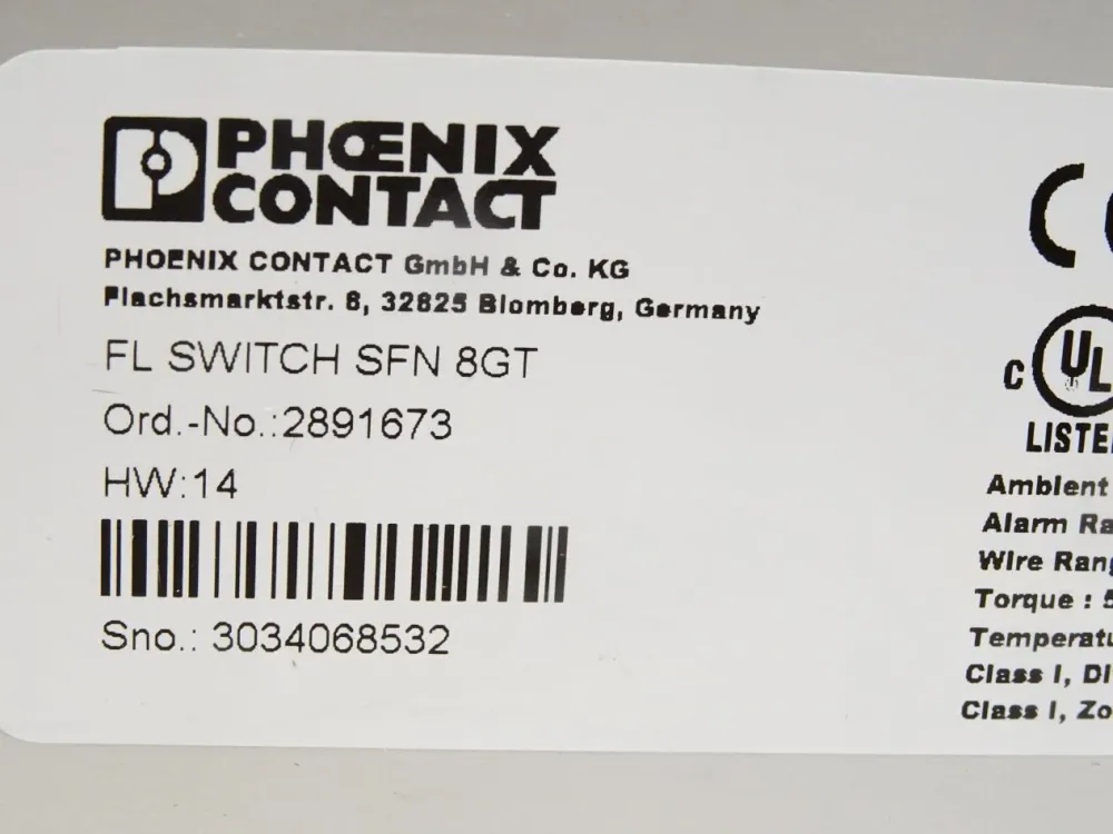 Phoenix Contact Ethernet switch FL SWITCH SFN 8GT 2891673