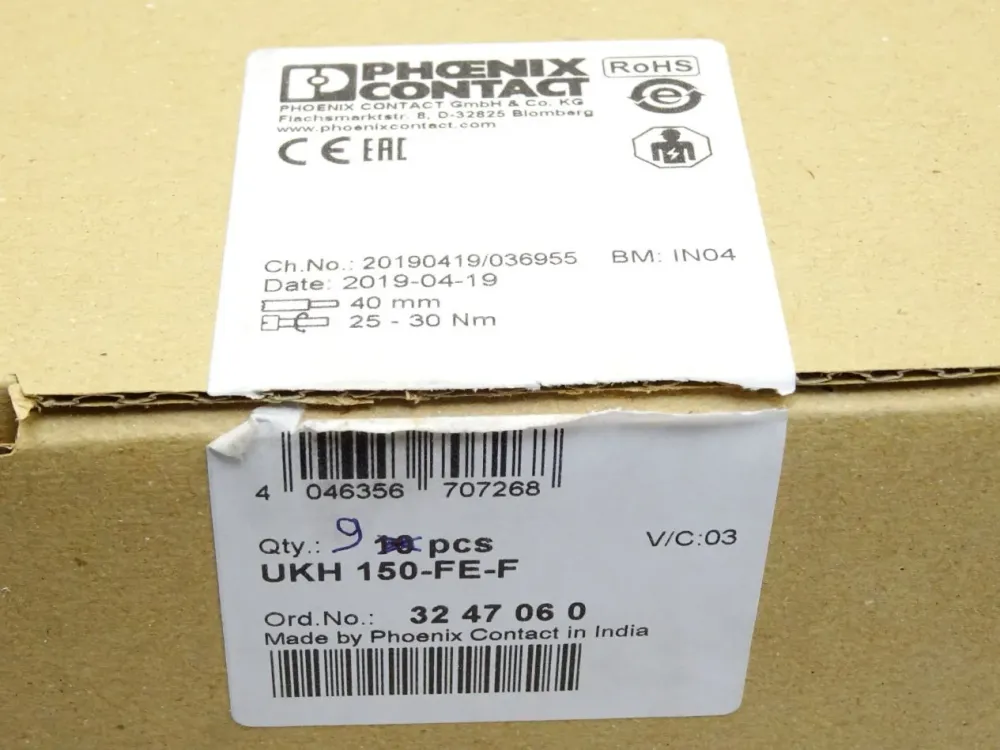 Phoenix Contact Hochstromklemme UKH150-FE-F / 3247060 / Inhalt : 9 Stück / Neu OVP