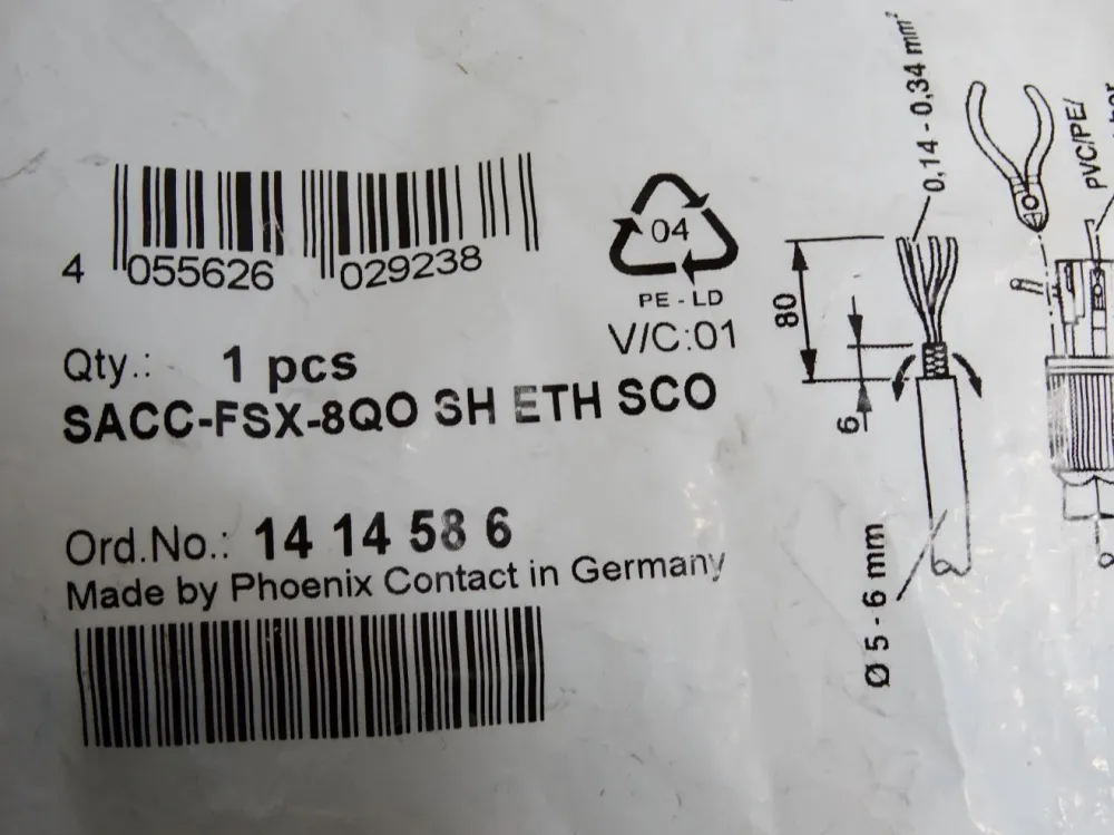 Phoenix Contact SACC-FSX-8QO SH ETH SCO Datensteckverbinder 1414586 / Neu OVP