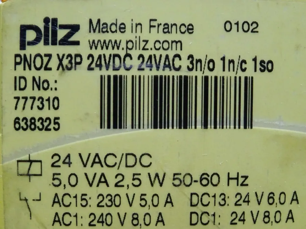 Pilz Sicherheitsschaltgerät 777310 PNOZ X3P 24VDC 24VAC 3n/o 1n/c 1so