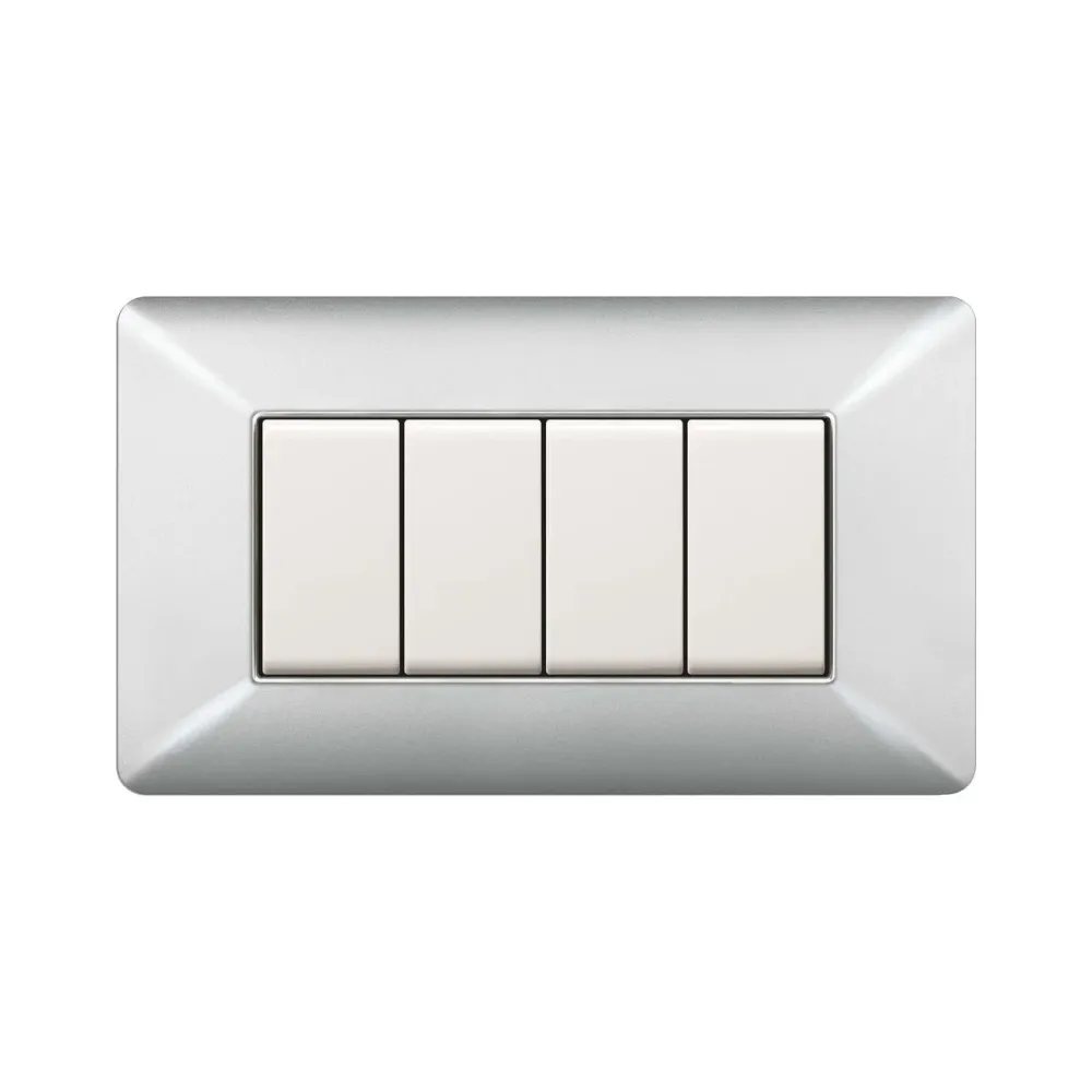 Placca Easy Mod. Matix Alluminio Chiaro 4P - Design Elegante e Resistente