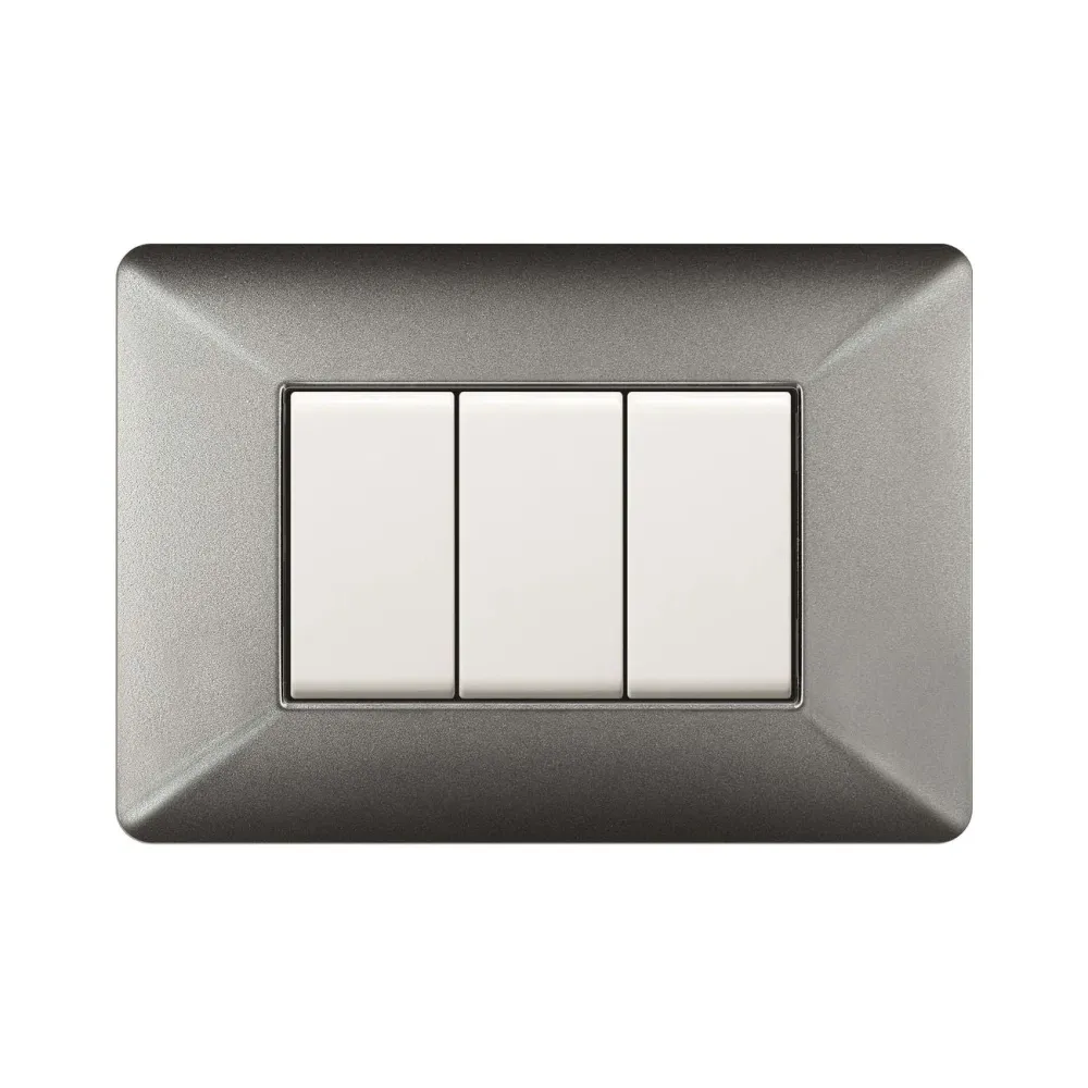 Placca Easy Mod. Matix Alluminio Notte 3P - Confezione 10 Pz