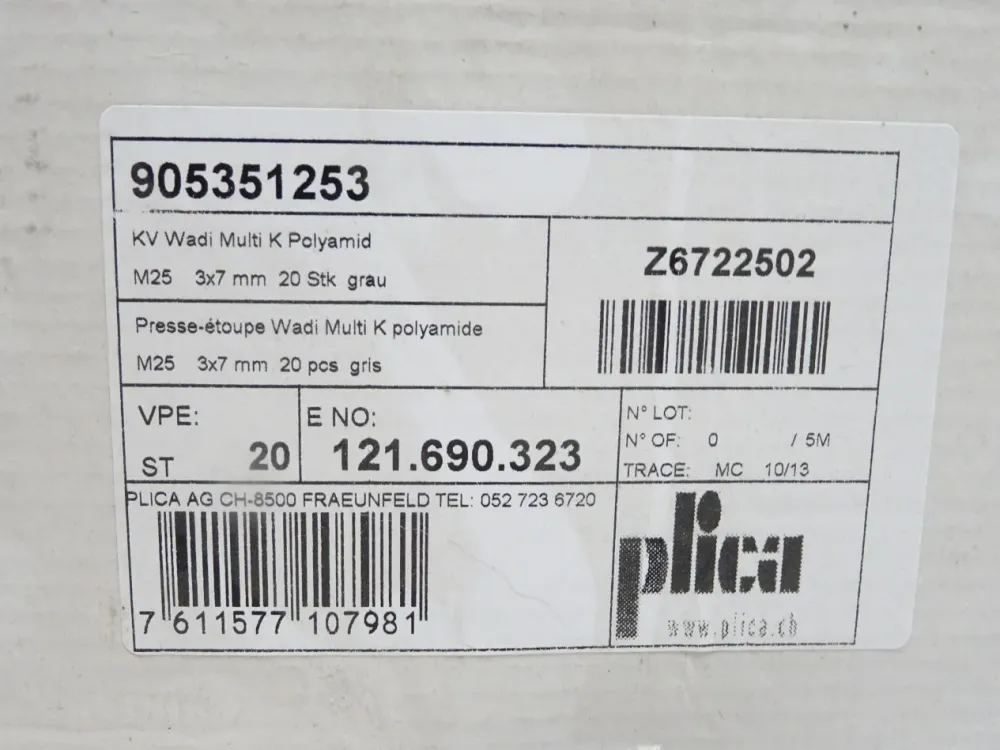 Plica 905351253 KV Wadi Multi K Polyamid M25 3x7mm Inhalt : 20 Stück / Neu OVP