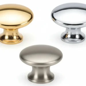 Pomoli Per Mobili Ottone Piatti Lisci- - Ø Mm.22 Ottone Cromato Satinato - 5 Pezzi