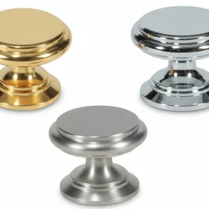 Pomoli Per Mobili Ottone Piatti Sagomati- - Ø Mm.25 Ottone Cromato Satinato - 5 Pezzi