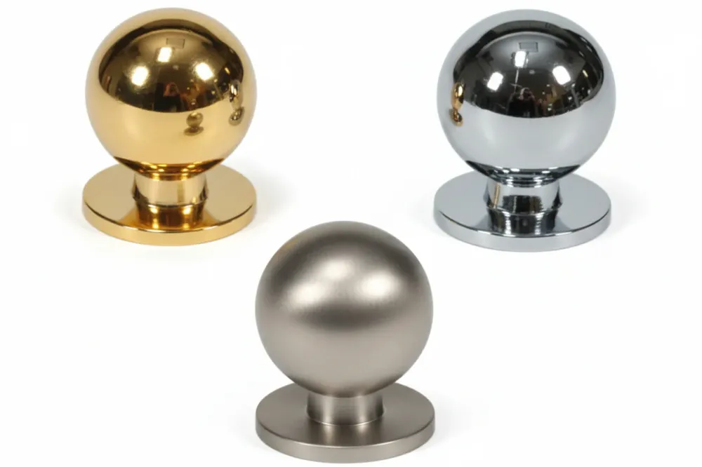 Pomoli Per Mobili Ottone Sfera- - Ø Mm.20 Ottone Cromato Satinato - 5 Pezzi