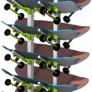 Porta Skateboard 7 Strati Metallo Nero Da Terra Per Esposizione Del Negozio