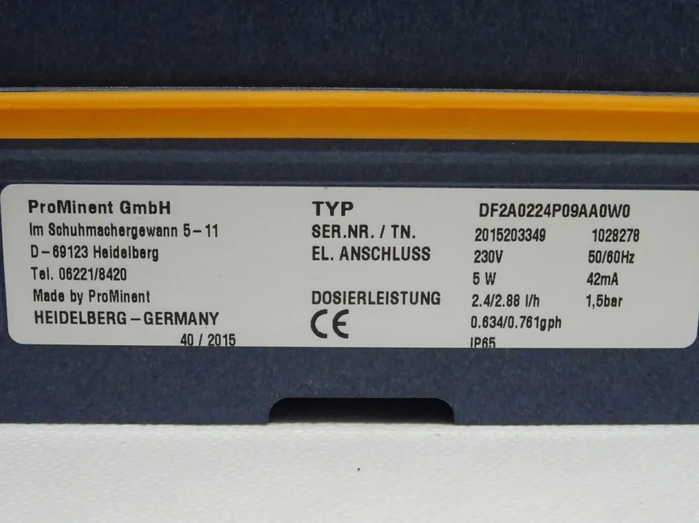 ProMinent® GmbH DF2A0224P09AA0W0 2015203349 1028278 230V 80/60Hz 5W 42mA 1,5 bar