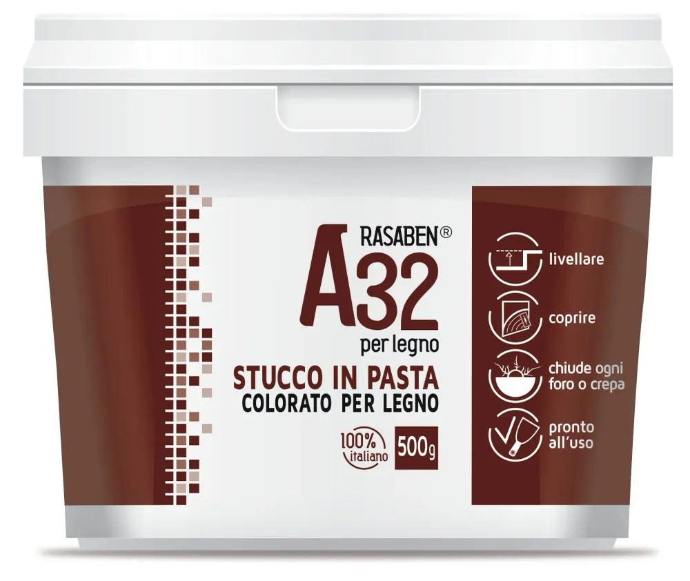 Rasaben Stucco Pasta Colorato Per Legno A32 Rovere Kg. 0,500 12.00 Pz