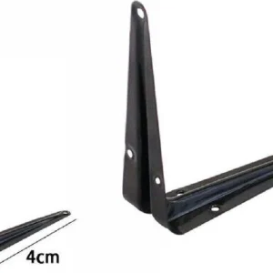 2 Pz Reggimensola Supporto Staffa Triangolare Mensola Metallo 3 X 4cm Nera 07909
