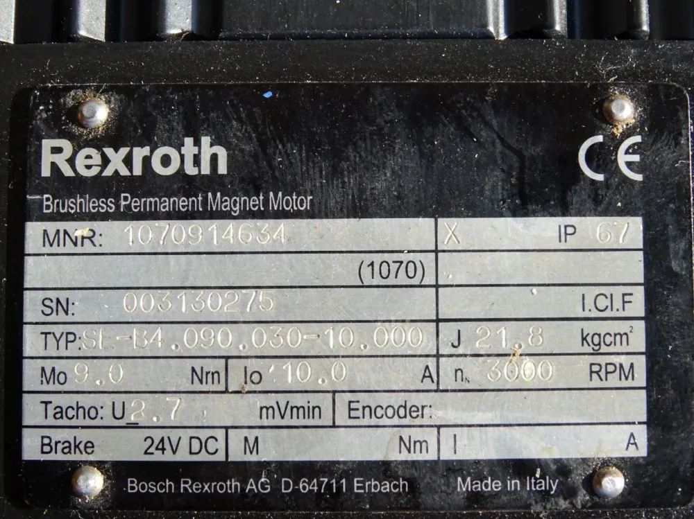 Rexroth Brushless Permanent Magnet Motor Servomotor 1070914634 SE-B4.090.030-10.000 3000RPM