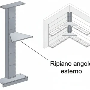 Ripiano Lamiera Forato Angolo Esterno Verniciato Grigio Ral 7035 Mm.400 P.