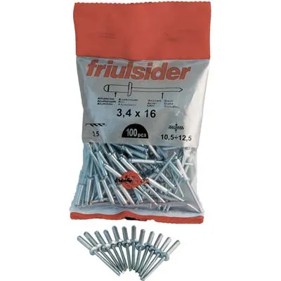 Rivetto Strappo Alluminio Friulsider - Mm 3,4X 7 Cf=Pz 100- 10 Confezioni