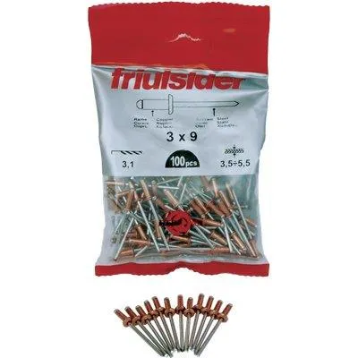 Rivetto Strappo Rame Friulsider - Mm 4,0X12 Cf=Pz 100- 5 Confezioni