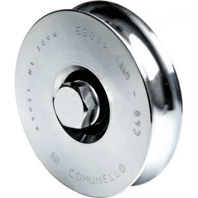 Ruota Cancello Fissare Gola Tonda 310 Comunello - Zincata + Cuscinetto Gola Mm 16 Mm 80- 2 Pezzi