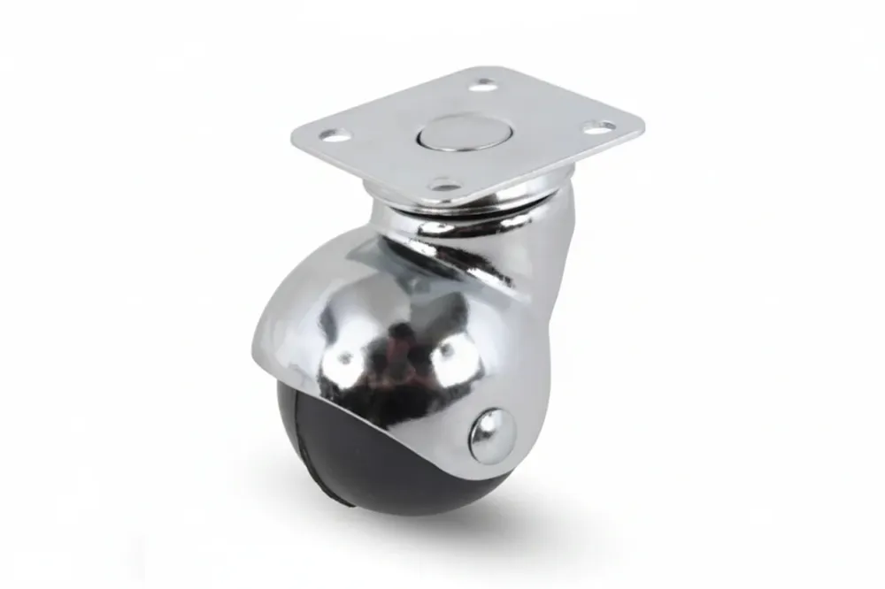 Ruote Sferiche Gomma Con Piastra Girevole165- - Ø Mm.50 Piastra Mm.47X47 Mm.68H. Port. Kg.40 - 4 Pezzi Avo