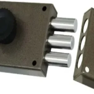 SACAR - SERRATURA DA APPLICARE CON POMOLO E CILINDRO POMPA - 4 PISTONI - DESTRA - ACCIAIO CON FINITURA MARRONE