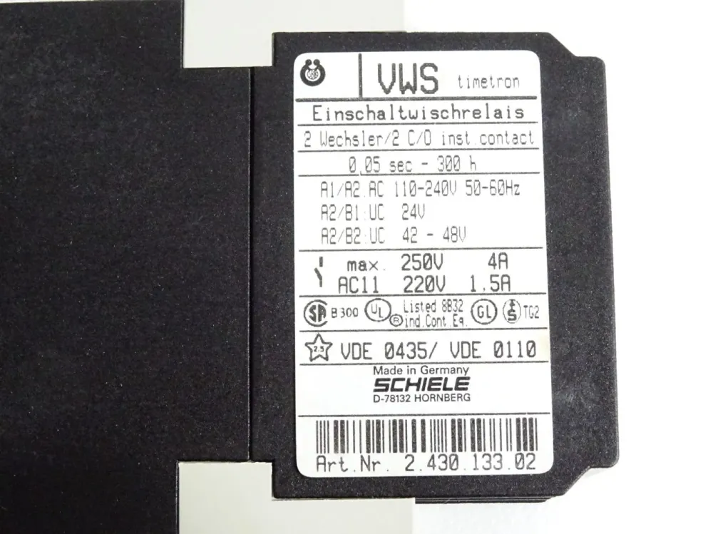 Schiele VWS Einschaltwischrelais 0.05 sec-300h 2.430.133.02 / Neu OVP